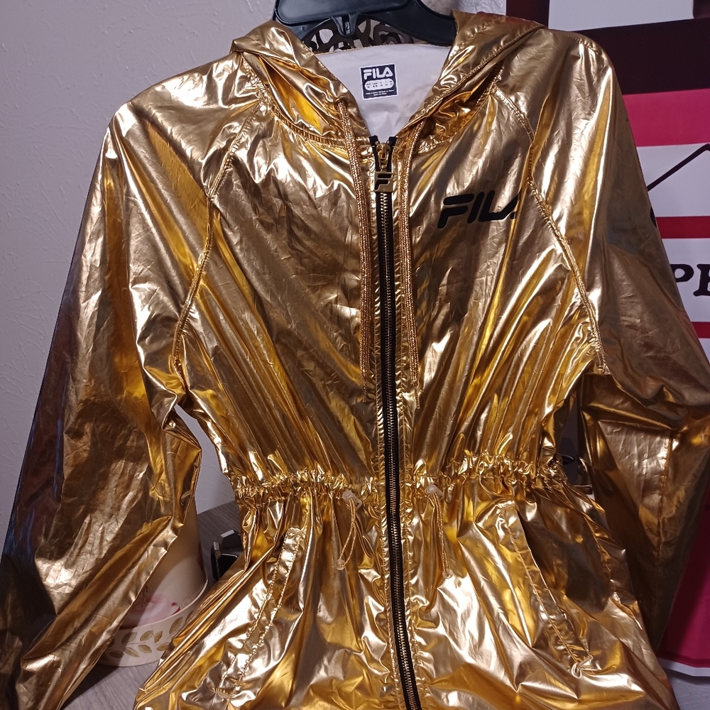 Metallic Gold FILA brand Windbreaker